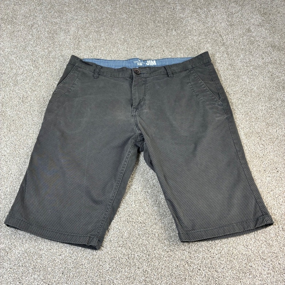 Tom Tailor‎ JIM Men's Slim Bermuda Shorts Size 38 Gray Patterned Casual Stretch